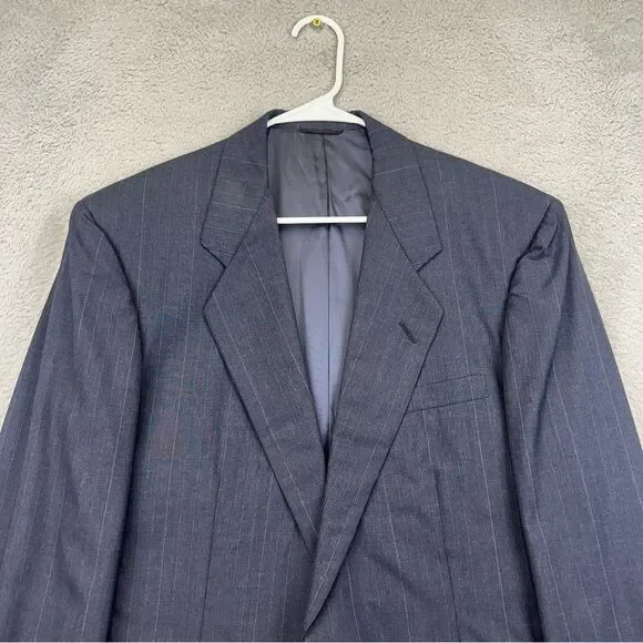 Holland & Sherry Savile Row Blazer Mens 42R Blue Bespoke Vintage USA Made Office